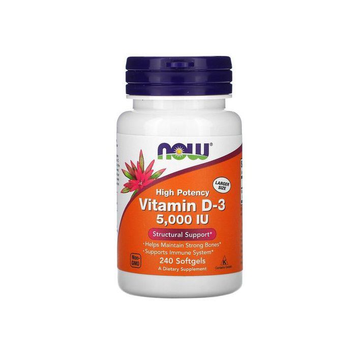 Now Foods Vitamine D3 haute efficacité, 125 µg (5000 UI), 240 gélules - Made in USA-