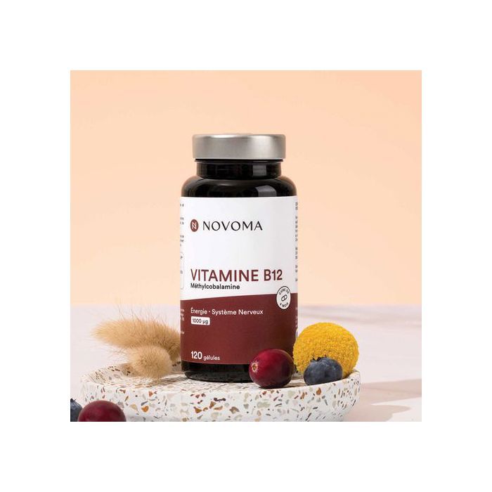 Novoma Vitamine B12 méthylcobalamine 1000 µg - système nerveux - 120 gélules - Made in France