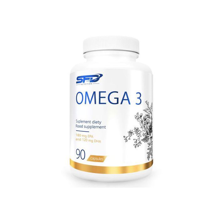 SFD nutrition OMEGA 3, 1000mg d'huile de poisson - 180mg EPA et 120 mg DHA - 90 gélules - Made in Poland