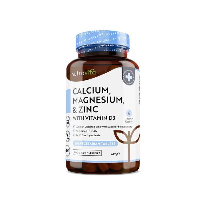 Nutravita Calcium Magnesium Zinc & Vitamin D3 - 365 gélules végétaliens - Made in UK