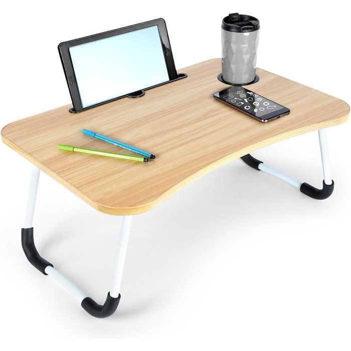 Table ordinateur pliable beige 60 x 40 x 26 cm – Réf. WR4431-1