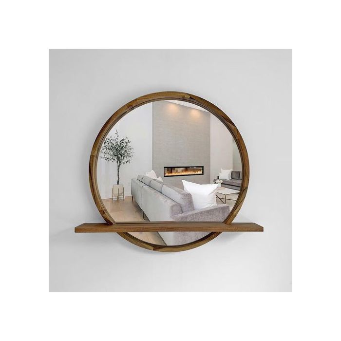 Miroir en bois moderne avec étagère, Miroir personnalisé, Miroir esthétique