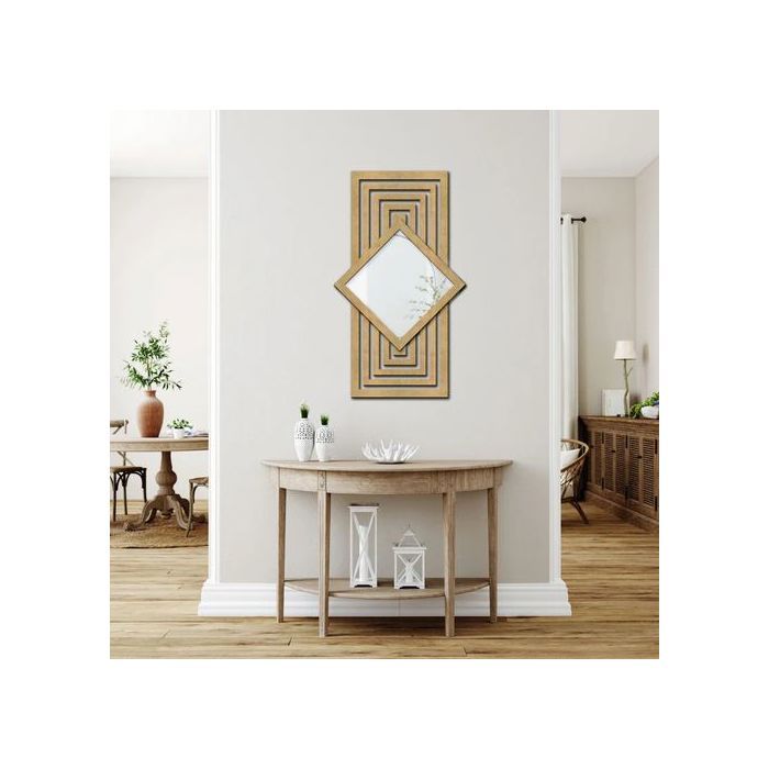 Miroir Mid-Century/Miroir mural géométrique /Grand miroir en bois (100-50)cm