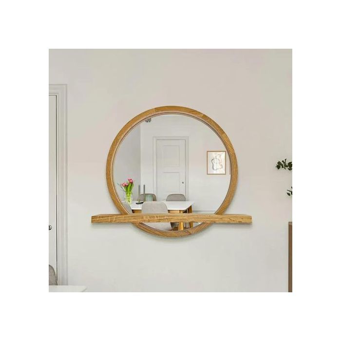 Miroir en bois moderne avec étagère, Miroir personnalisé, Miroir esthétique,