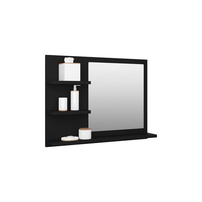 Miroirs de salles de bain avec étagères - 2 étagères latérales + Grande étagère