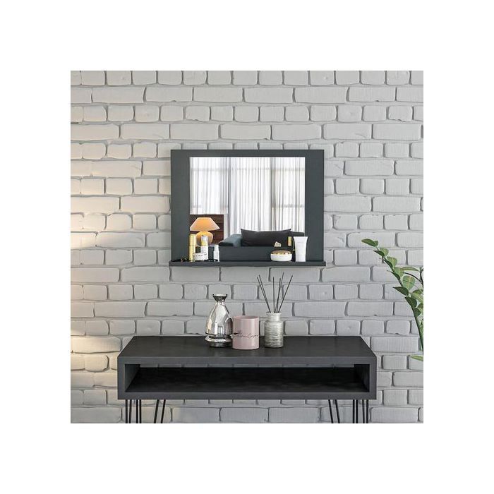 Grand miroir de salle de bain et étagère décorative de luxe blanc miroir NOIR.