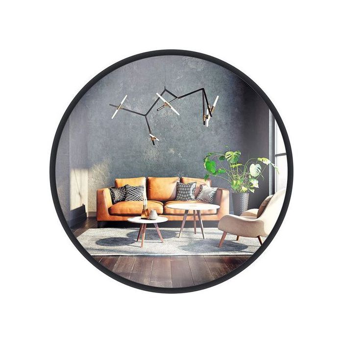 Miroir rond avec cadre en aluminium, design moderne (60 cm-noir)