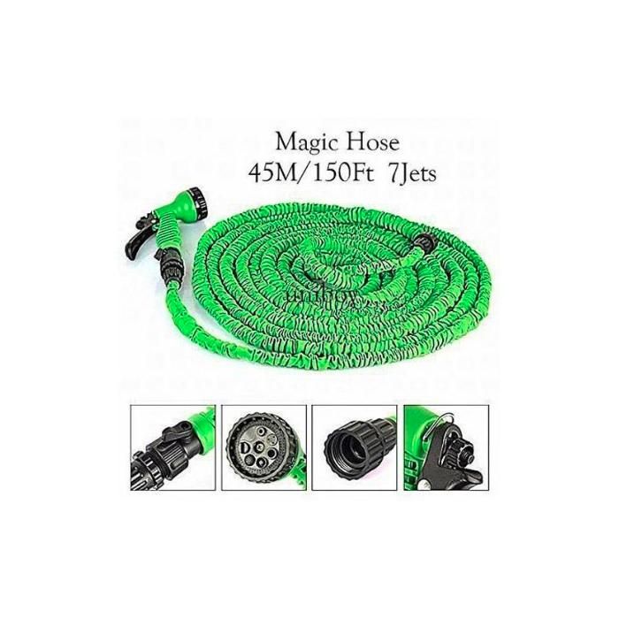 Tuyau d’Arrosage Extensible 45 m – Magic Hose Flexible et Résistant – Arrosage Facile pour Jardin (COULEUR ALÉATOIRE)