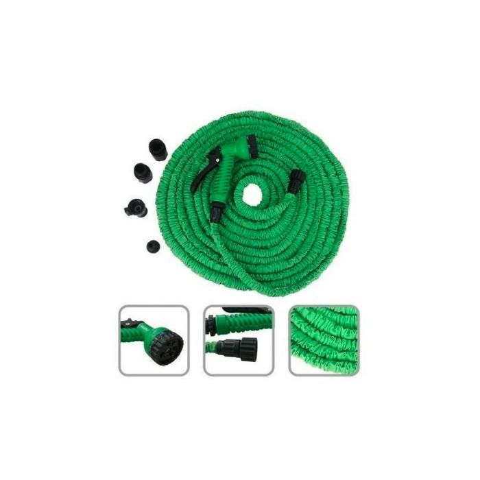 Tuyau d'Arrosage Extensible - 30M - Vert - Rétractable