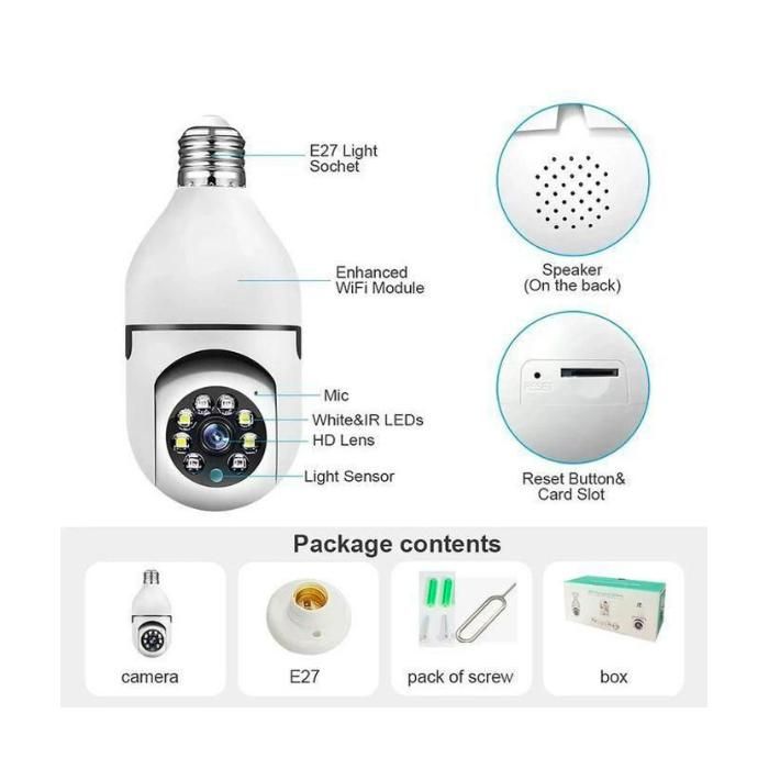 Caméra de surveillance - Haute qualité - Vision nocturne - 1080P - Panoramique 360° - WiFi