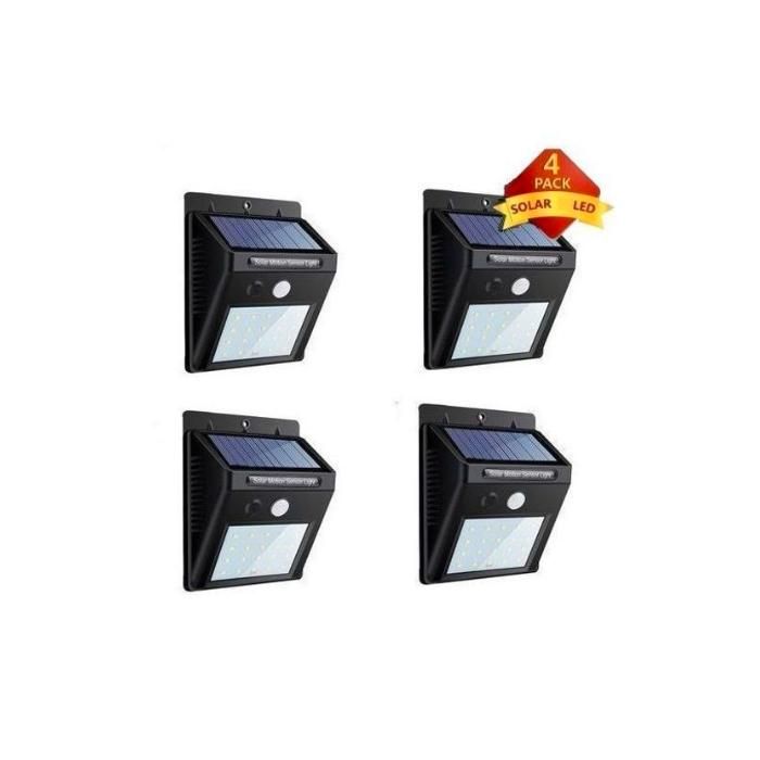 Pack de 4 Lampes Solaires LED - Détecteur de Mouvement - Etanche IP64