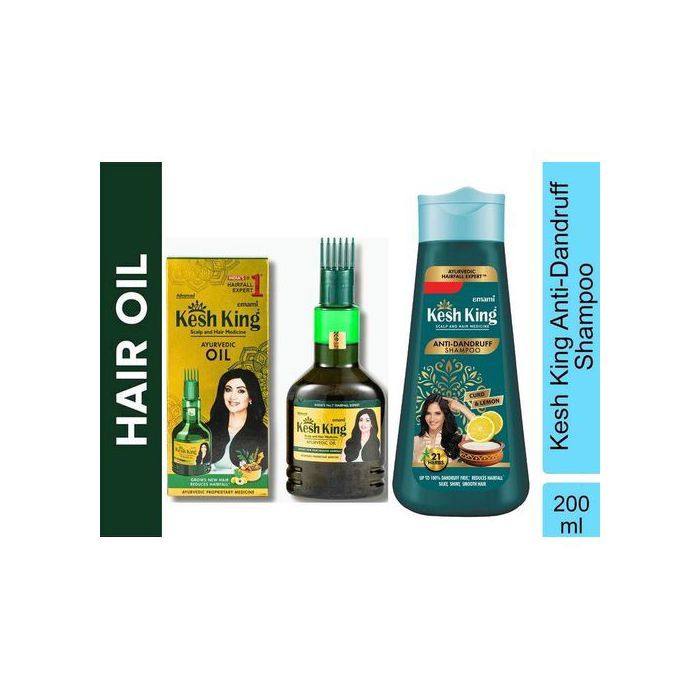 Pack Ayurvédique Anti-Pelliculaire Kesh King Huile capillaire+Shampoing 200 ml Soin complet du cuir chevelu