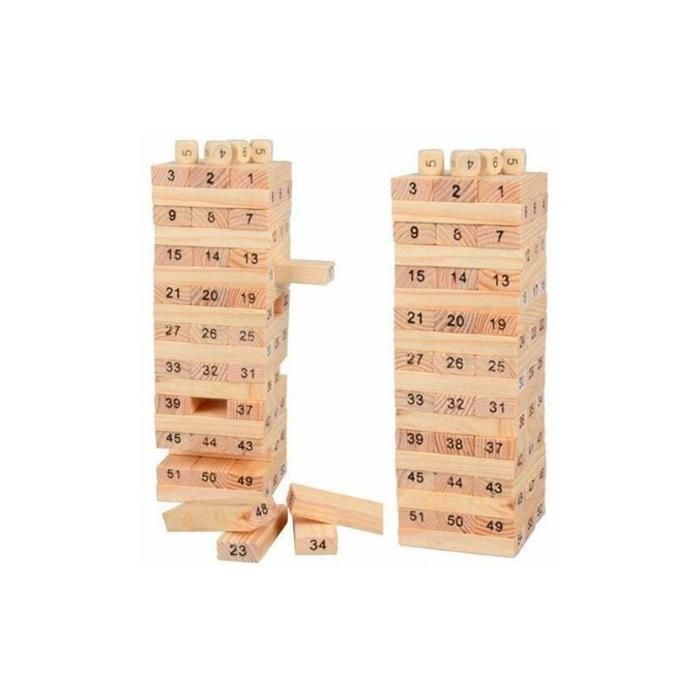 Tour de Jenga en Bois Massif - 54 Pièces