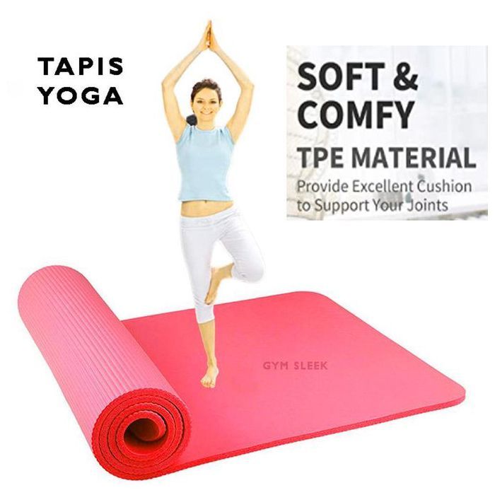 Tapis de Yoga Épais 10mm Confort Écologie Stabilité Anti-dérapant Non Toxique pour Sport Voyage