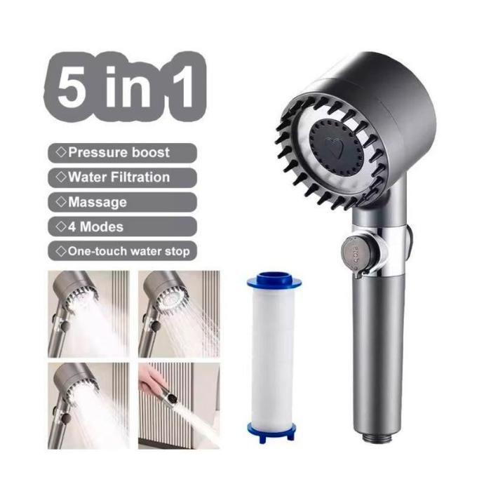 Pommeau de Douche Pressurisé avec Filtre - Économie d'Eau & Haute Pression
