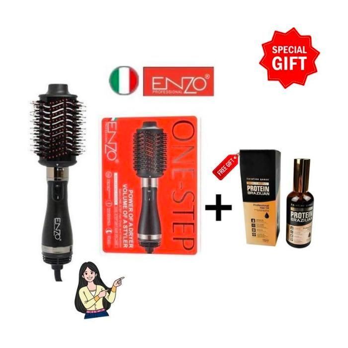 Pack Brosse One Step Original et Huile Protein Brazilian Keratin Queen Gratuite Pour Cheveux
