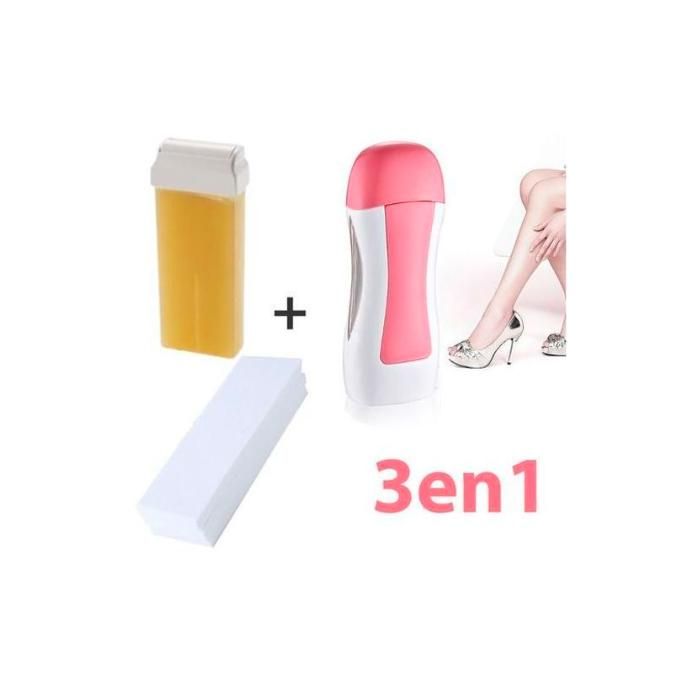 Kit d'épilation à La Cire : Appareil chauffe cire +1 Cartouche tube +50 bandes