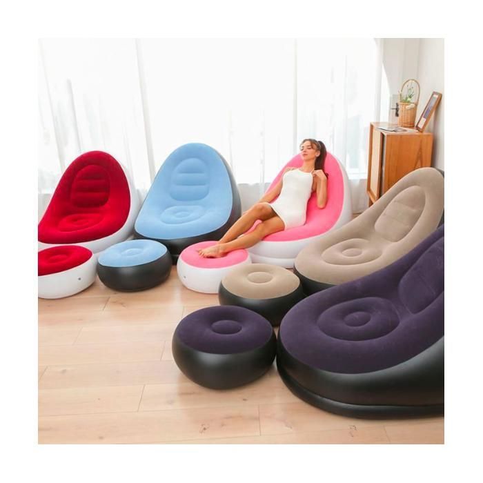 Ensemble de canapé-lit de salon 2 en 1, fauteuil inclinable gonflable et pliable, flocage paresseux