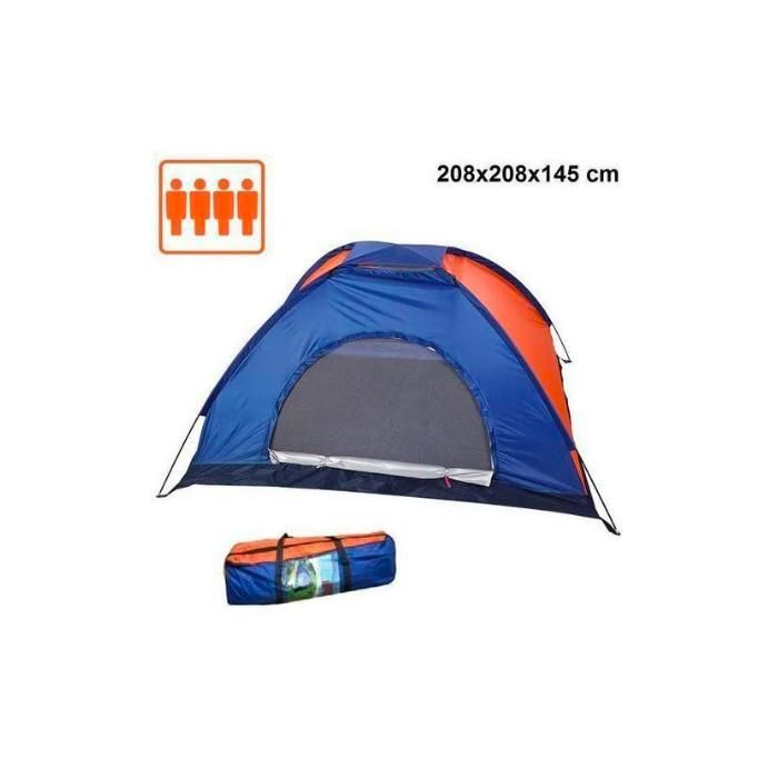 Tente  de camping pour 4 personnes, offrant un espace de 208x208x145 cm pour un confort optimal.