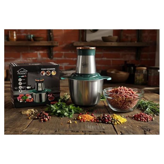 Hachoir Électrique Multifonction  -4 lames- 3L -  - Acier Inox - 2 Vitesses-tension 220V couleurs aleatoires