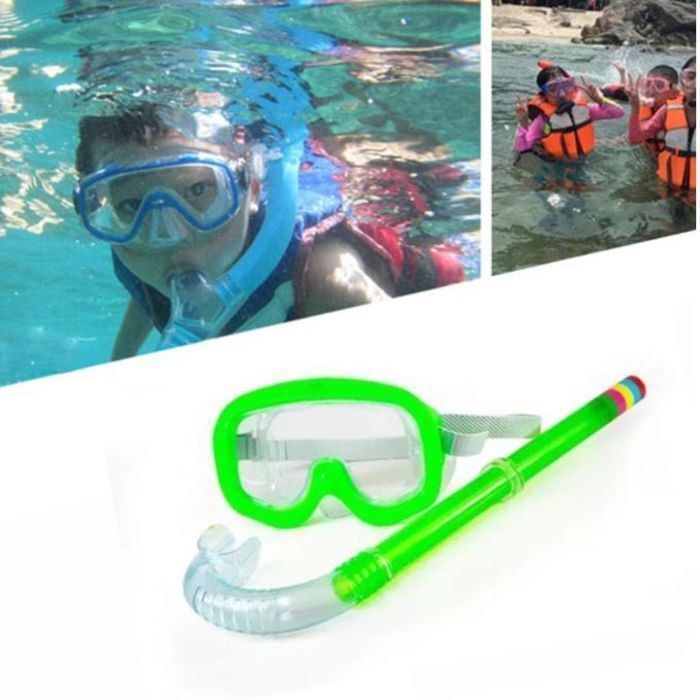 Masque et Tuba de Plongée Enfant – Lunettes Anti-Buée, Étanches et Confortables, Couleur aliatoire