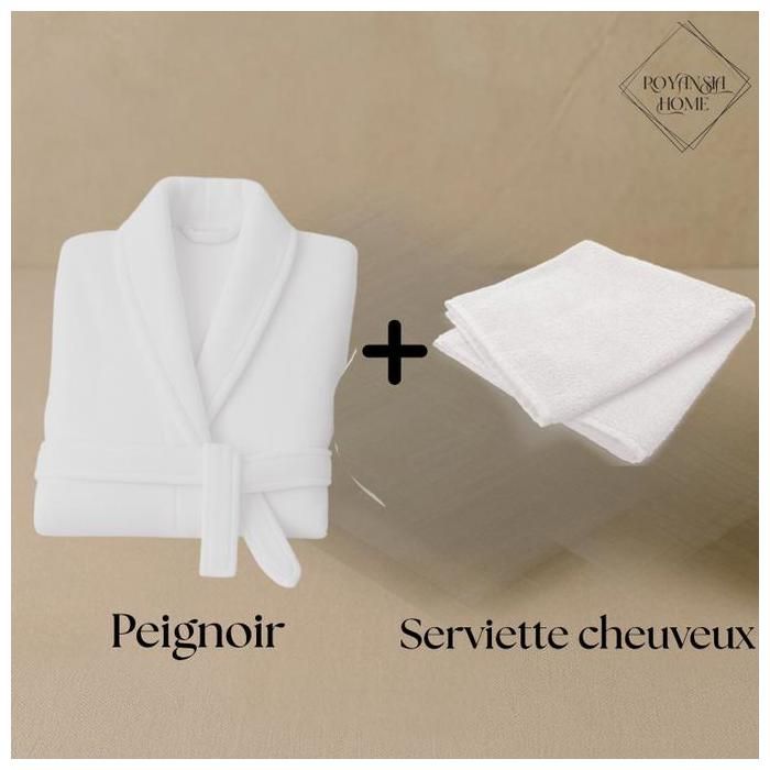 Pack Cocooning Élégance – Le duo douceur après la douche "1 Peignoir + 1 Serviette Cheuveux"
