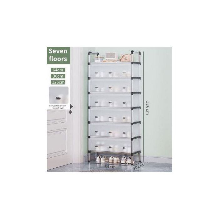 Meuble 7 couches pour chaussures, étagère de rangement, diaphragme anti-poussière porte de dortoir