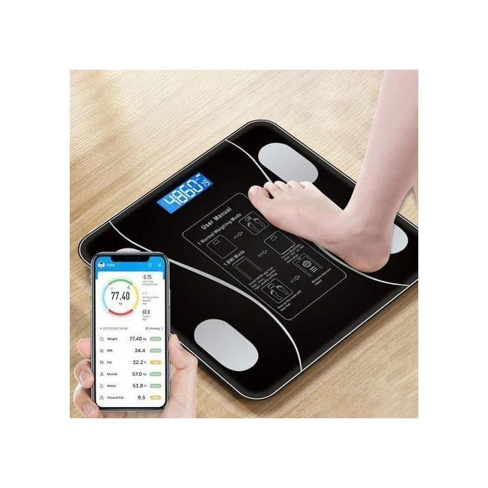Balance Connectée Bluetooth Haute Précision - Impédancemètre Intelligent pour Poids et Graisse Corporelle