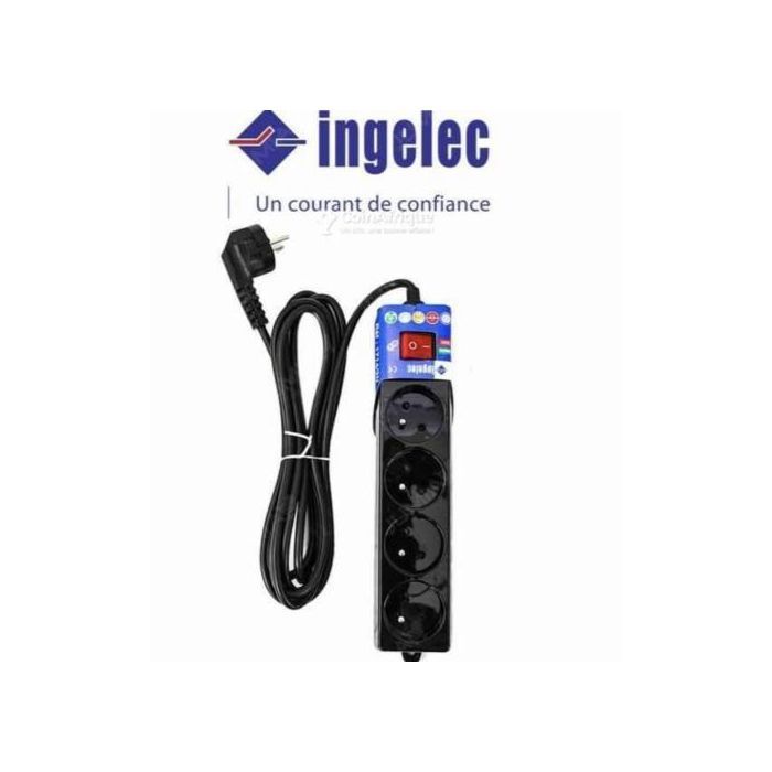 Rallonge Multi-Prises - 4Ports 2P+Terre 1.5m avec interrupteur couleur noir
