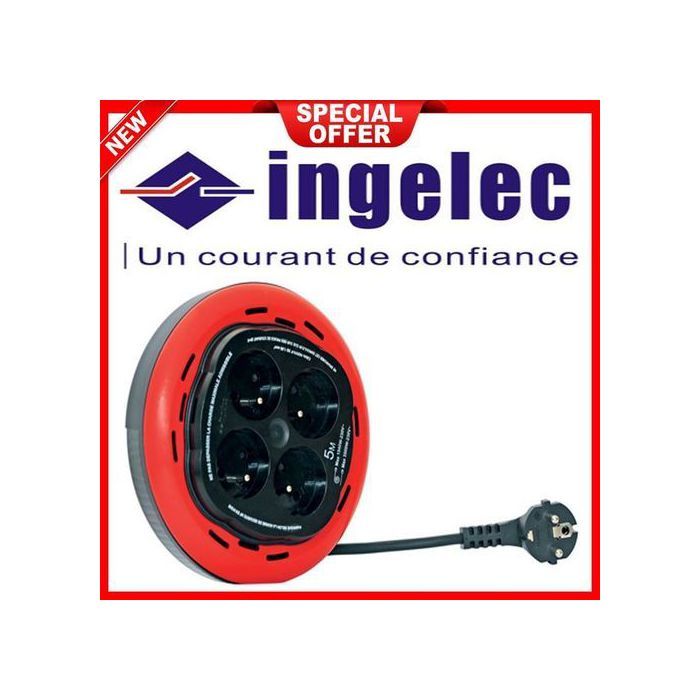 multiprises  Rallonge  Enrouleur domestique 4 prises (2P+T) 5 Métres