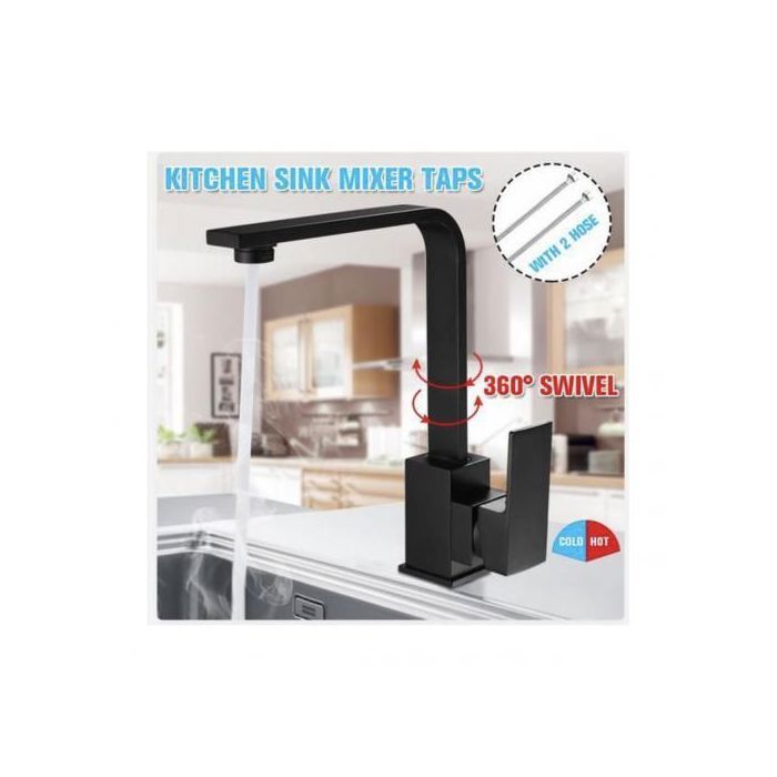 Mitigeur cuisine noir sur table haut gamme;robinet noir cuisine