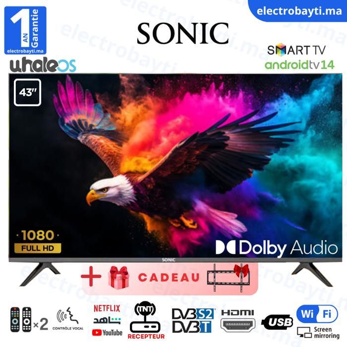 Smart TV - SONIC - 43" - Full HD - Dolby Audio - Design sans bord
