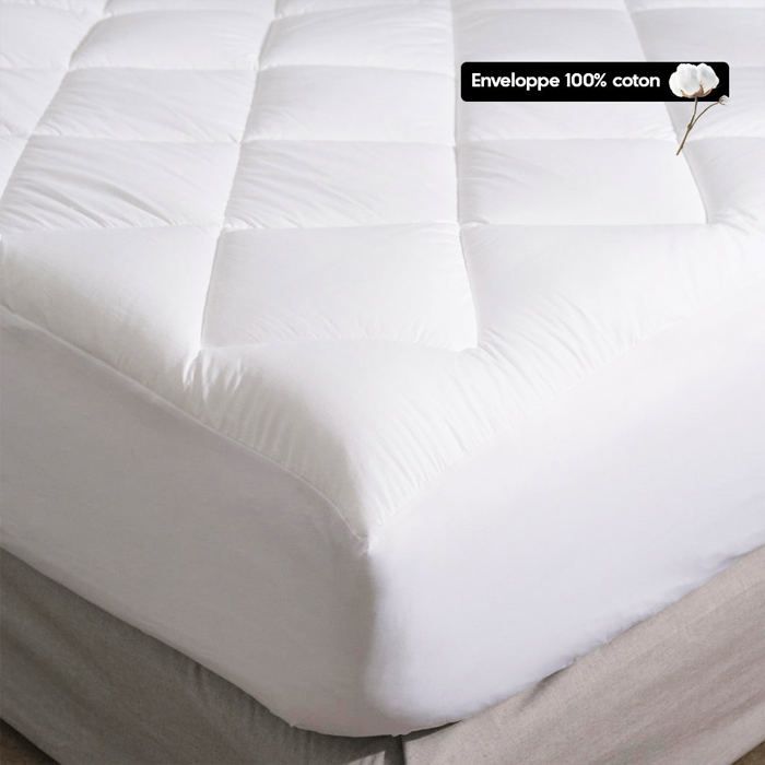 Surmatelas premium - Design drap-housse avec bande élastique 200x200 600g