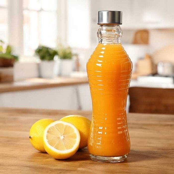 Bouteille en verre - AYA HOME - Incurvée - 1L - Bouchon inox - Étanchéité optimale