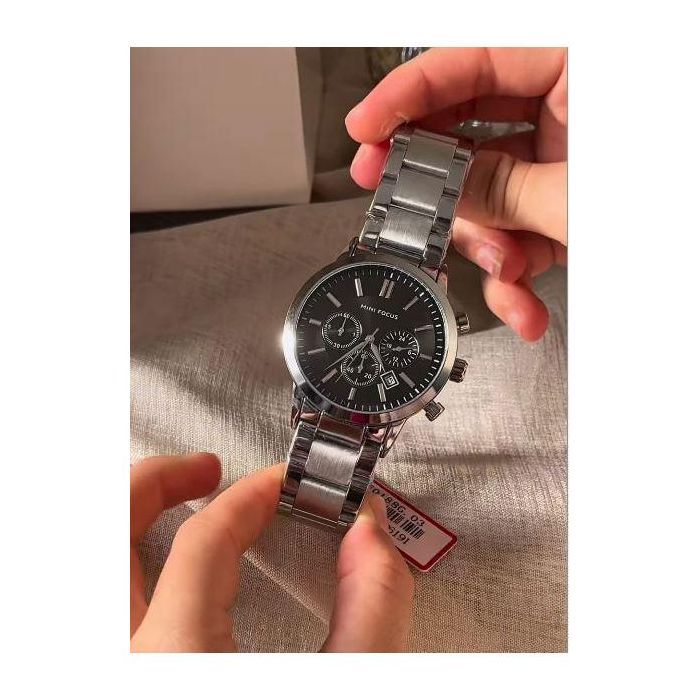 Mini Focus Montres de dress pour hommes en acier inoxydable Quartz Montre-bracelet Homme Argentée,