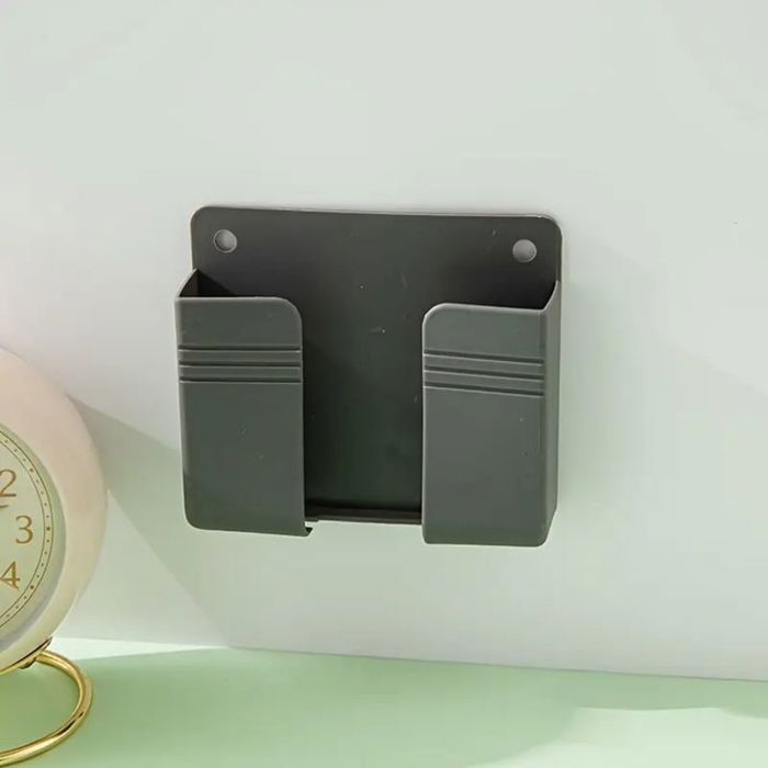 Support de rangement mural avec support de chargement de telephone creatif attache gris