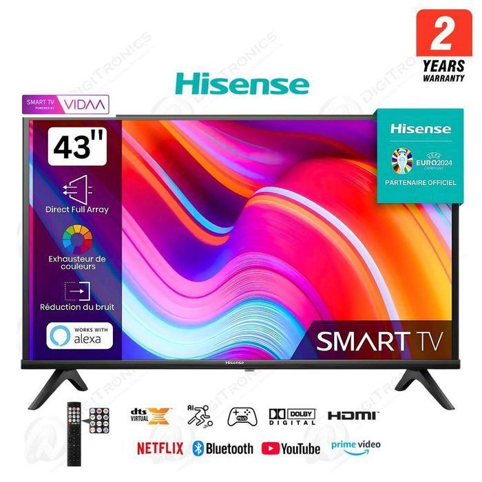 Hisense – Smart TV 43" A4K – Full HD – 2 Ports HDMI – Système VIDAA U7
