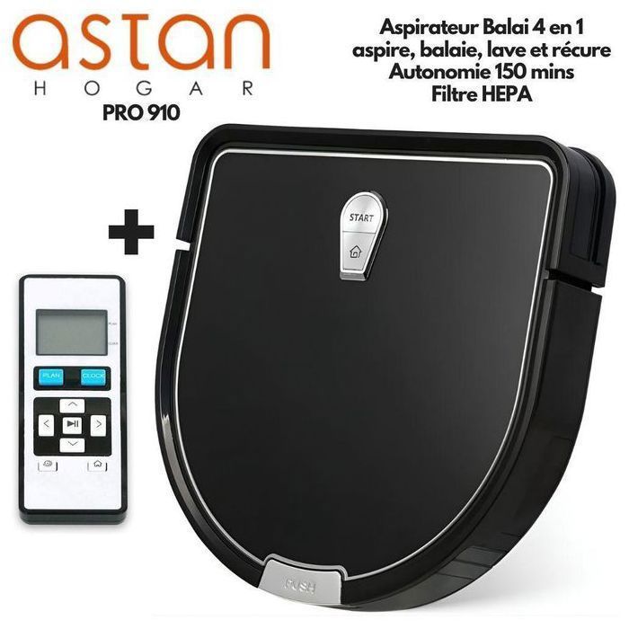 Aspirateur Robot Kizoomba Pro 910 - 4 en 1 - Filtre HEPA - Autonomie 120 min - Ultra-compact