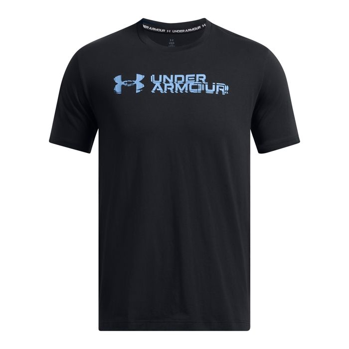 T-shirt - UNDER ARMOUR - Sliced Wordmark - Noir/Horizon Blue - Coton Mélangé - Manches Courtes