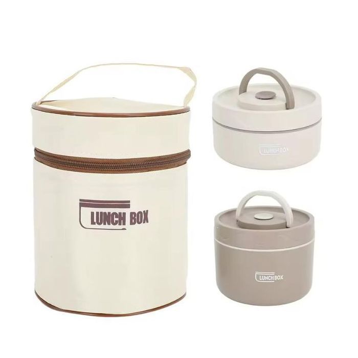 Boîte à déjeuner Ronde Portable Scellée en Acier Inoxydable 304, lunch box Isolé avec Sac Thermique