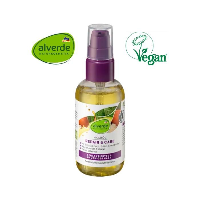Alverde Huile Capillaire Réparatrice – Régénérante & Fortifiante, à l’Huile d’Avocat Bio & Beurre de Karité Bio - 75 ml