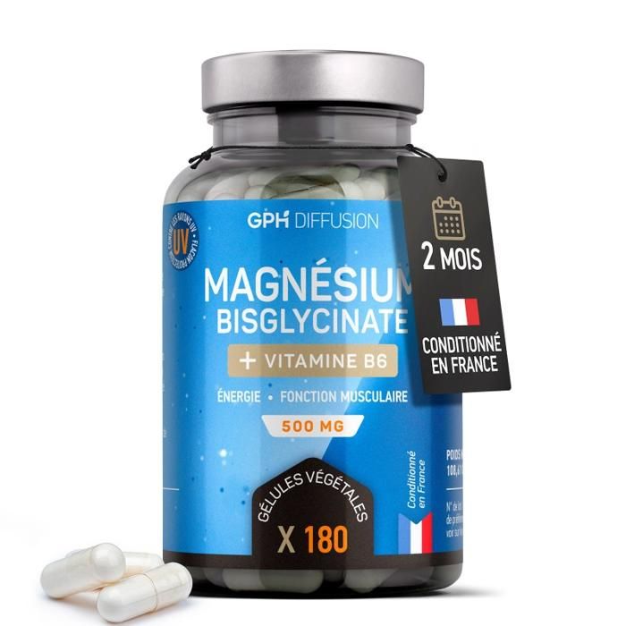 Magnésium Bisglycinate + Vitamine B6 500 mg 180 comprimés