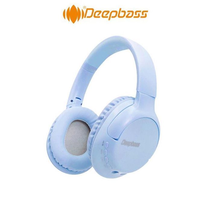 Casque Écouteurs sans fil DeepBass R1 Bluetooth V5.3 10M, Mains Libres, Micro Radio FM Wireless HeadPhone TF Card-FM-Audio R1 Bleu
