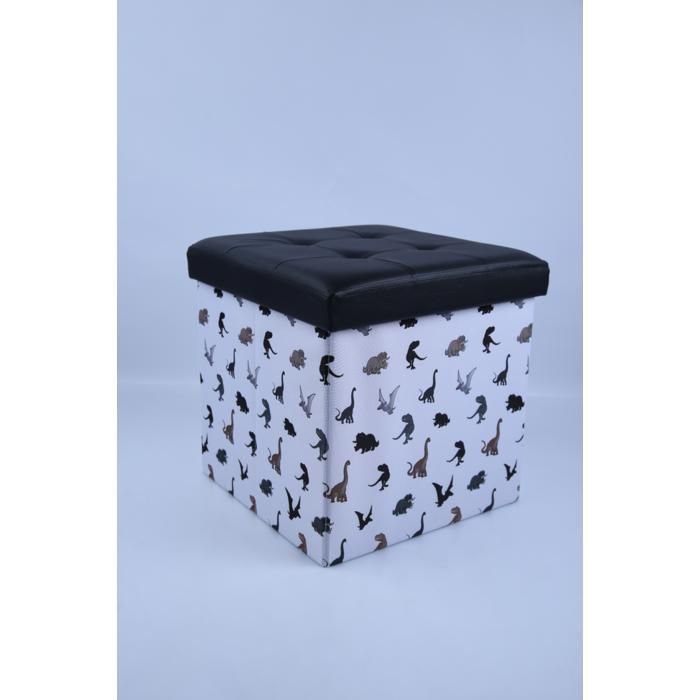 Pouf de rangement enfant motif dinosaure 38 x 38 x 38 cm – Réf. KT-0921