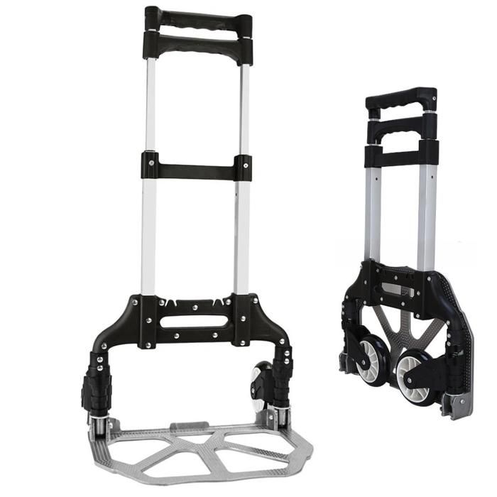 Chariot pliable multifonction - GENERIC - Noir - Capacité 78 kg - Ultra compact - Roues silencieuses
