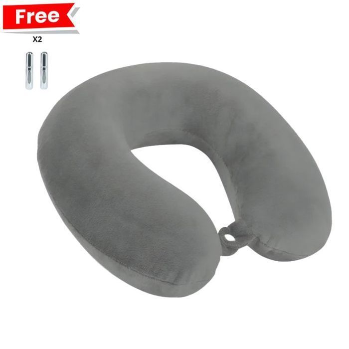 Oreiller de voyage gris – Soutien ergonomique  +2 Pieces Mini bouteille de parfum vide GRATUIT