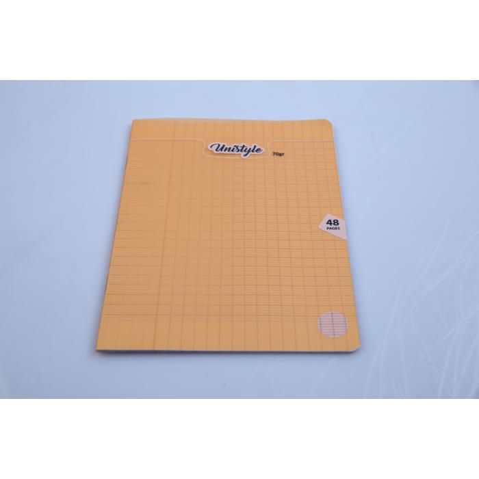 Cahier piqué en polypropylène transparent – 48 pages – quadrillage 10x10 – format A5 – 70g – Unistyle - Couleur aléatoire