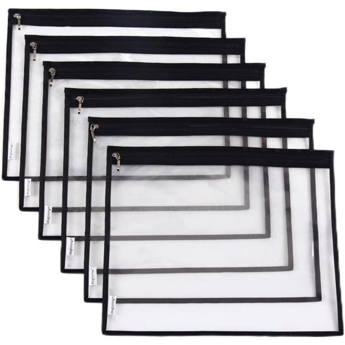 Lot de 8 pochettes de rangement multi-usages en PVC transparent résistant à l'eau avec fermeture éclair