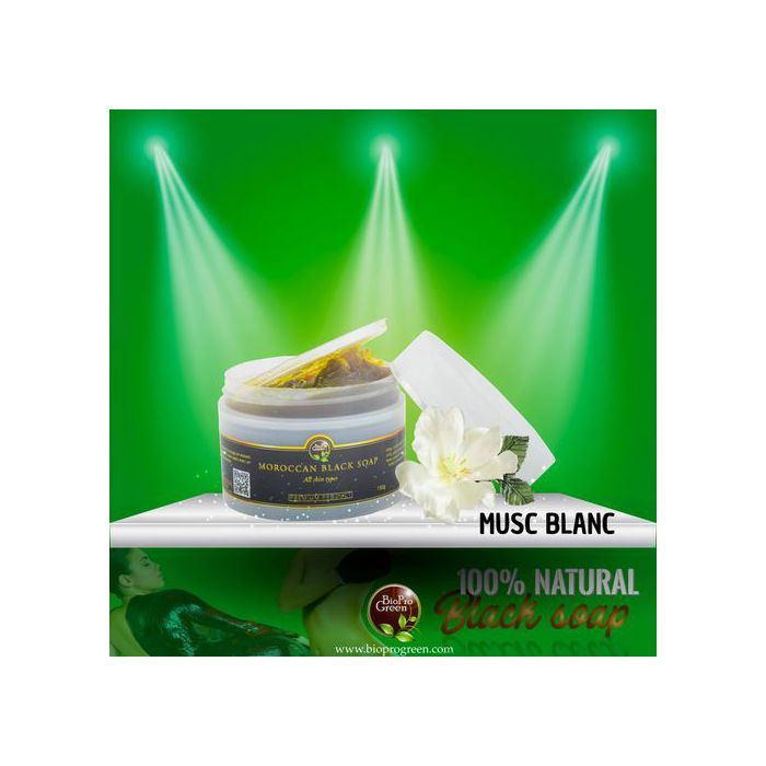 Savon noir - BIO PRO GREEN - Sabone béldi - BIO - Musc blanc - Exfoliation naturelle
