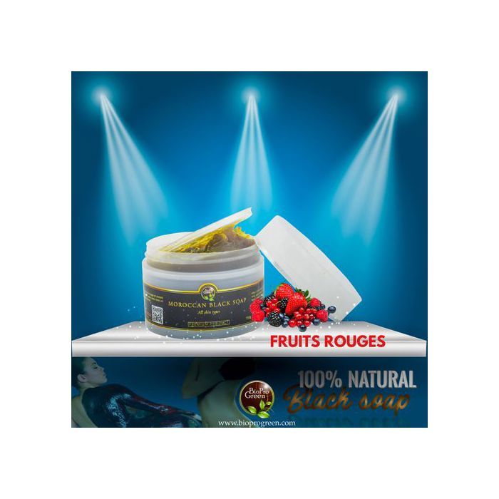 Savon noir - BIO PRO GREEN - Sabone béldi - Parfum fruits rouges - Exfoliation naturelle - Hydratation intense